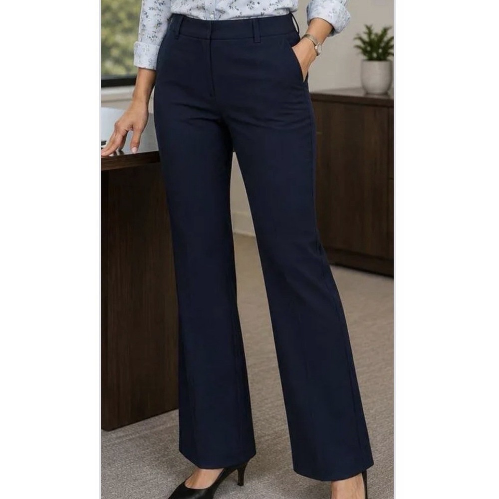 Old Navy Navy Blue High Rise Pixie Flare Pants Womens 10 Tall Stretch Career NEW